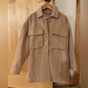 Abercrombie & Fitch Tan Button up Jacket Oversized. Lined.